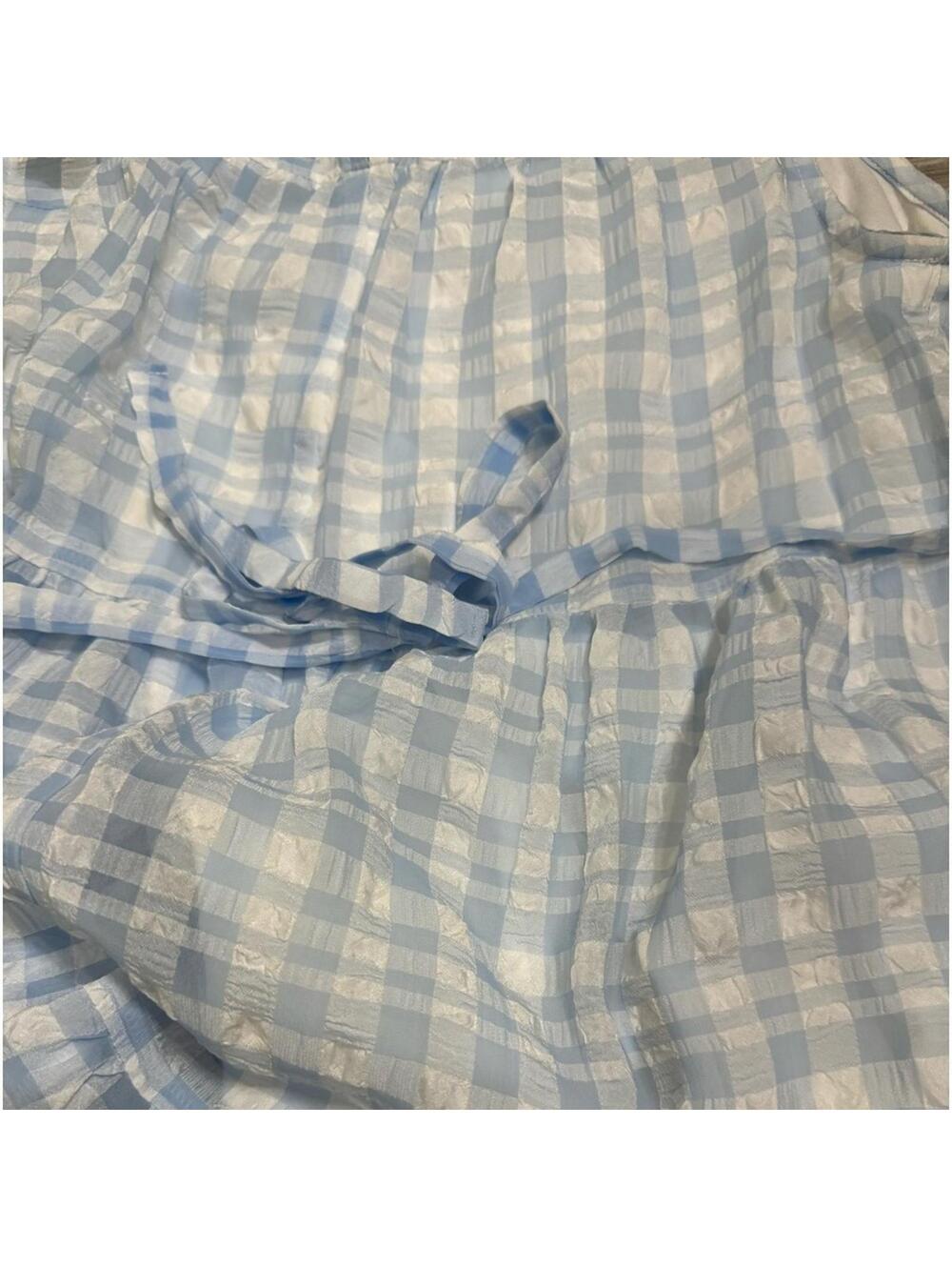 Calvin Klein Blue White Plaid Seersucker Sleeveless Short Mini Dress Size Small - Picture 5 of 7